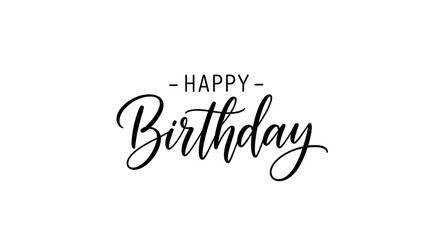 Happy word is seen in a calligraphic style with black color in white background creating a celebration mood.
