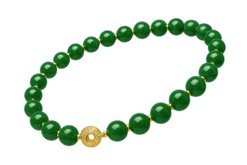 Obraz premium Elegant jade bead bracelet with golden accents isolated on transparent background
