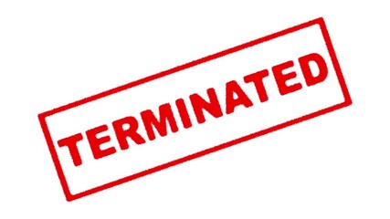 stamp Terminated business imprint animation black background denied stamp video. Stamp with the text Terminated animation Terminated Text Stamp effects Animation on White Background. Motion Graphics. 