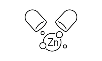 Zinc food supplement outline icon isolated on transparent background flat vector illustration. EPS 10	