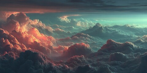 Breathtaking Sky: Soft Pastel Clouds Create a Dreamy Atmospheric Horizon, Illuminated by Light