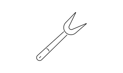 Carving fork outline icon isolated on transparent background flat vector illustration. EPS 10	