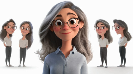 3d set of a woman in casual clothes in different poses illustration in a 3d cartoon style. Fashion teen girl model vector characters set wearing stylish dress with different hairstyles vector.