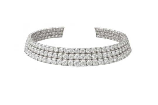 Elegant diamond choker necklace, isolated on a transparent background, luxurious