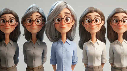 3d set of a woman in casual clothes in different poses illustration in a 3d cartoon style. Fashion teen girl model vector characters set wearing stylish dress with different hairstyles vector.