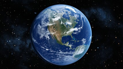 Fototapeta premium View of Earth from space with vibrant colors and stars in the background