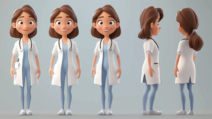 3d set of a woman in casual clothes in different poses illustration in a 3d cartoon style. Fashion teen girl model vector characters set wearing stylish dress with different hairstyles vector.