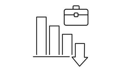 Employment decline concept outline icon isolated on transparent background flat vector illustration. EPS 10	