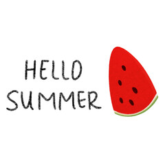 watermelon slice isolated on white, hello summer 