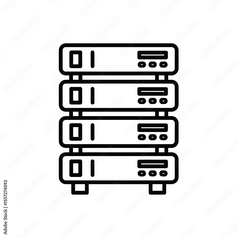 Poster cloud computing servers in minimalist line art style