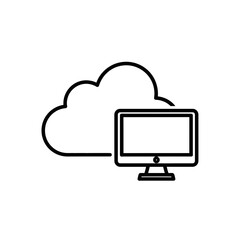 Cloud Computing Concept with Computer and Cloud Design  