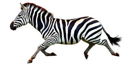 Fototapeta premium Running Zebra PNG Transparent Background - Striped African Animal in Motion Vector Illustration Graphic Design Element for Safari Wildlife Speed Action Projects