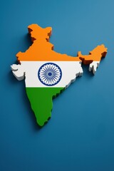 Illustration of indian map with flag.
