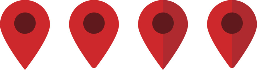 イラスト素材：マップのピン　ベクター　赤　オレンジ　red pin point. pin location icons.
