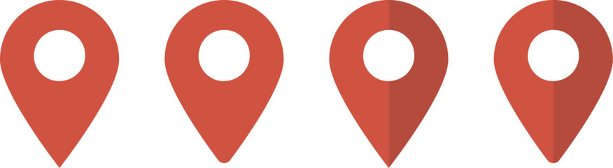 イラスト素材：マップのピン　ベクター　赤　オレンジ　red pin point. pin location icons.
