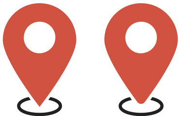 イラスト素材：マップのピン　ベクター　赤　オレンジ　red pin point. pin location icons.
