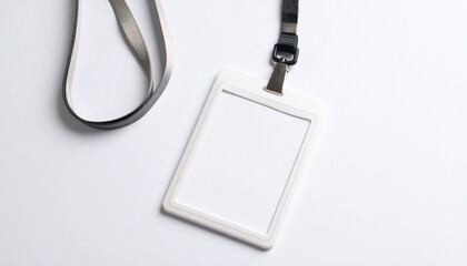 blank ID card lanyard mockup template graphics on white background