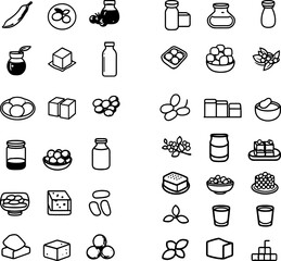 soy soybeans soy sauce soy milk food icon plant-based vegan food design soy protein soy food tofu edamame soy sauce bottle soy products food art soybeans pod soy paste savory soy flav