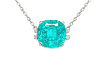 Elegant Paraiba Tourmaline pendant with diamonds, isolated on transparent background