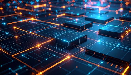 abstract technology background with glowing lights