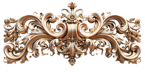 Golden baroque ornament isolated on white background