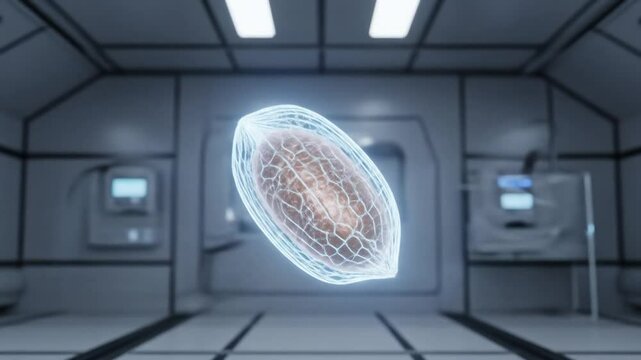 Floating Abstract Pod in Clean Futuristic Environment