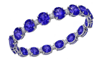 Elegant tanzanite and diamond bracelet isolated on a transparent background