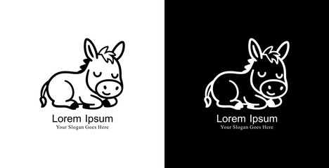 Modern style sleeping horse logo design