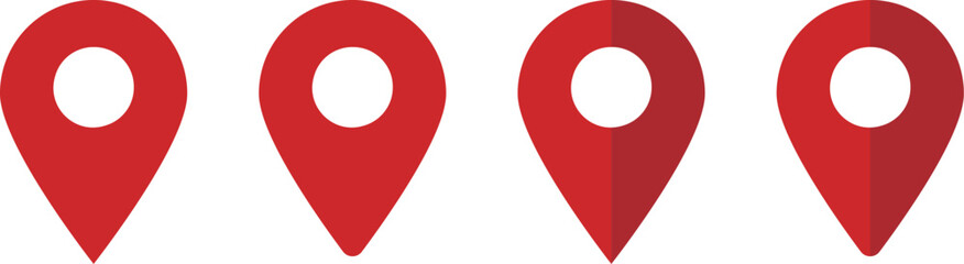 イラスト素材：マップのピン　ベクター　赤　オレンジ　red pin point. pin location icons.