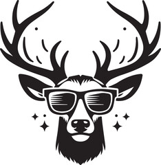 deer head vector, deer head with sunglass clipart silhouette vector, deer head with sunglass vector