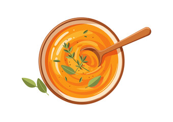 Warm bowl of butternut squash soup with garnish