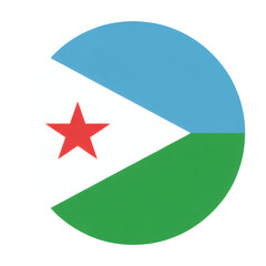Fototapeta premium Round Vector Illustration of Djibouti National Flag - A Circular Design Featuring the National Colors and Star