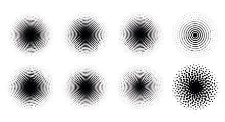 Halftone Dot and Radial Gradient Circles Set