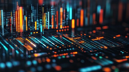 Close-up of a futuristic digital interface.