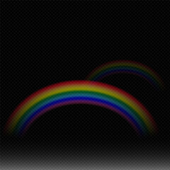 Rainbow icon, rainbow. Raindrops on a black background. Rainbow shimmering on a transparent background. Downpour, hail, rainy weather. png