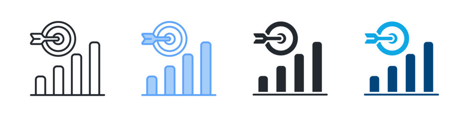 Goal Icon Set Multiple Style. Designed In Outline, Blue, Glyph, Dual Tone