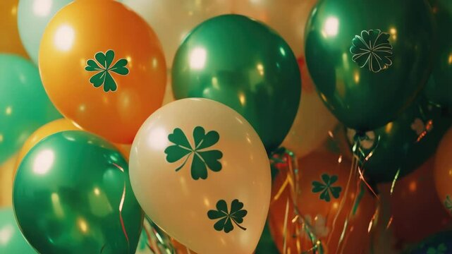 A bunch of shamrock balloons, a traditional symbol of St. Patrick's Day, perfect for Irish themed parties and events.
