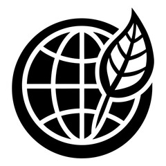 Naklejka premium Eco Leaf Globe Vector | Generative AI Linocut Silhouette Earth Design