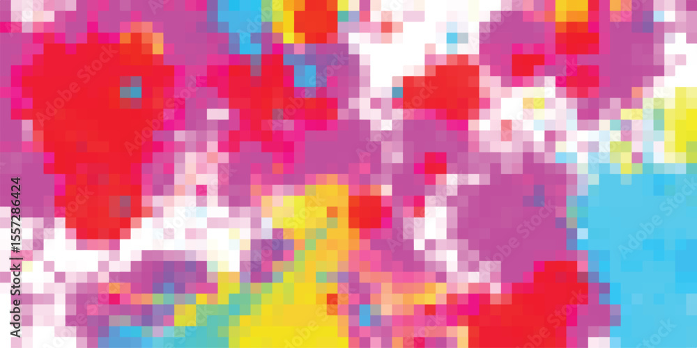 Poster abstract pixelated artwork featuring a vibrant mix of colors creating a modern and visually appealin
