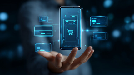 Digital wallet interface secure payment visualization contactless transaction technology mobile banking fintech app financial security concept