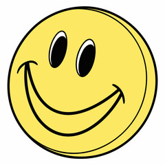 Yellow smiley face with black outline happy symbol