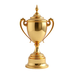 Fototapeta premium Elegant Golden Trophy Cup with Elaborate Design on Isolated Background for Awards and Celebrations