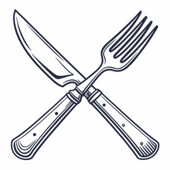 Crossed knife and fork cutlery eating