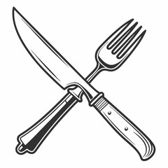 Crossed knife and fork cutlery eating