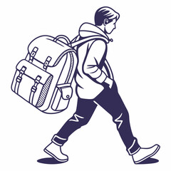 Person walking with large backpack travel journey