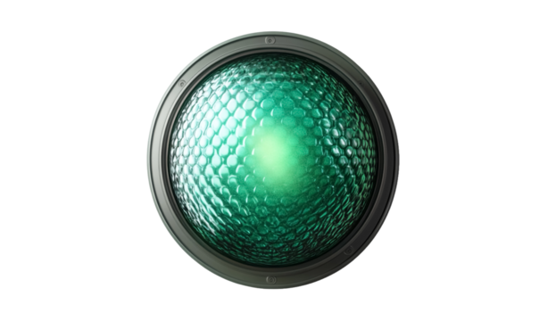 Green traffic light, vector illustration, white background