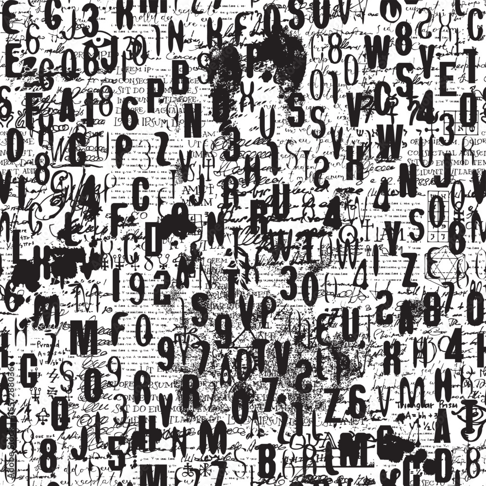 Poster abstract seamless pattern consisting of font. vector background with capital english latin letters a