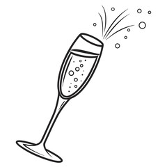 Sparkling champagne flute with bubbles sparkling wine