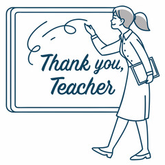 Teacher writing thank you on chalkboard education