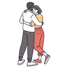 Couple embracing with affection and warmth hugging